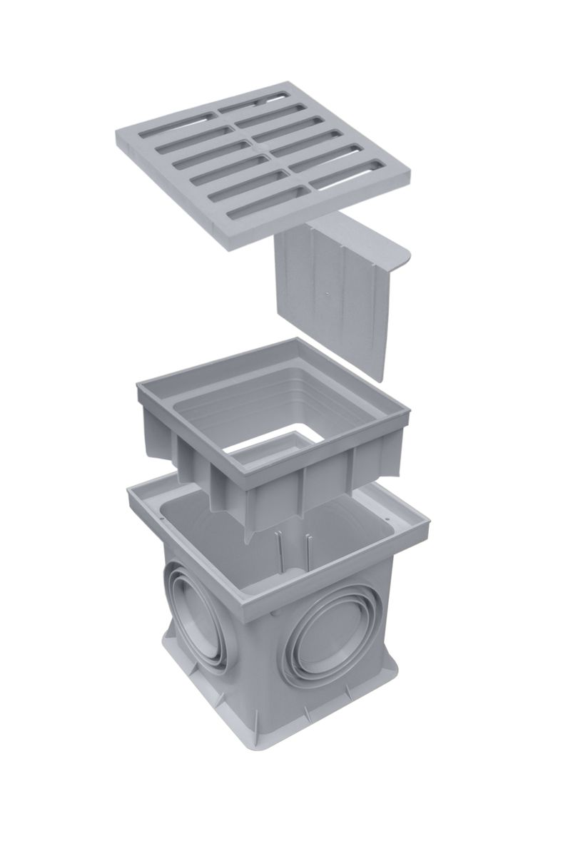 Marley Einlaufschacht ohne Boden 200x200mm mit Einlaufrost Hofablauf