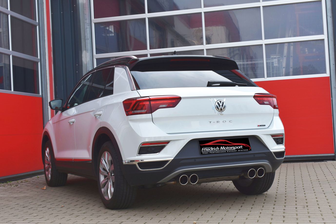 FRIEDRICH MOTORSPORT 76mm Duplex Komplettanlage VW T-ROC 4motion Bj.  09/2018-2021 (nicht Facelift) 2.0l TSI 140kW mit Ottopartikelfilter -  Endrohrvariante frei wählbar, Sportauspuff online bestellen