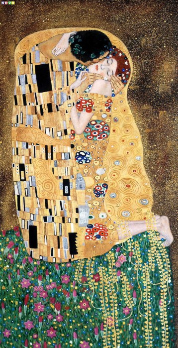 Gustav Klimt - Der Kuss Jugendstil Ölgemälde handgemalt Museumsqualität