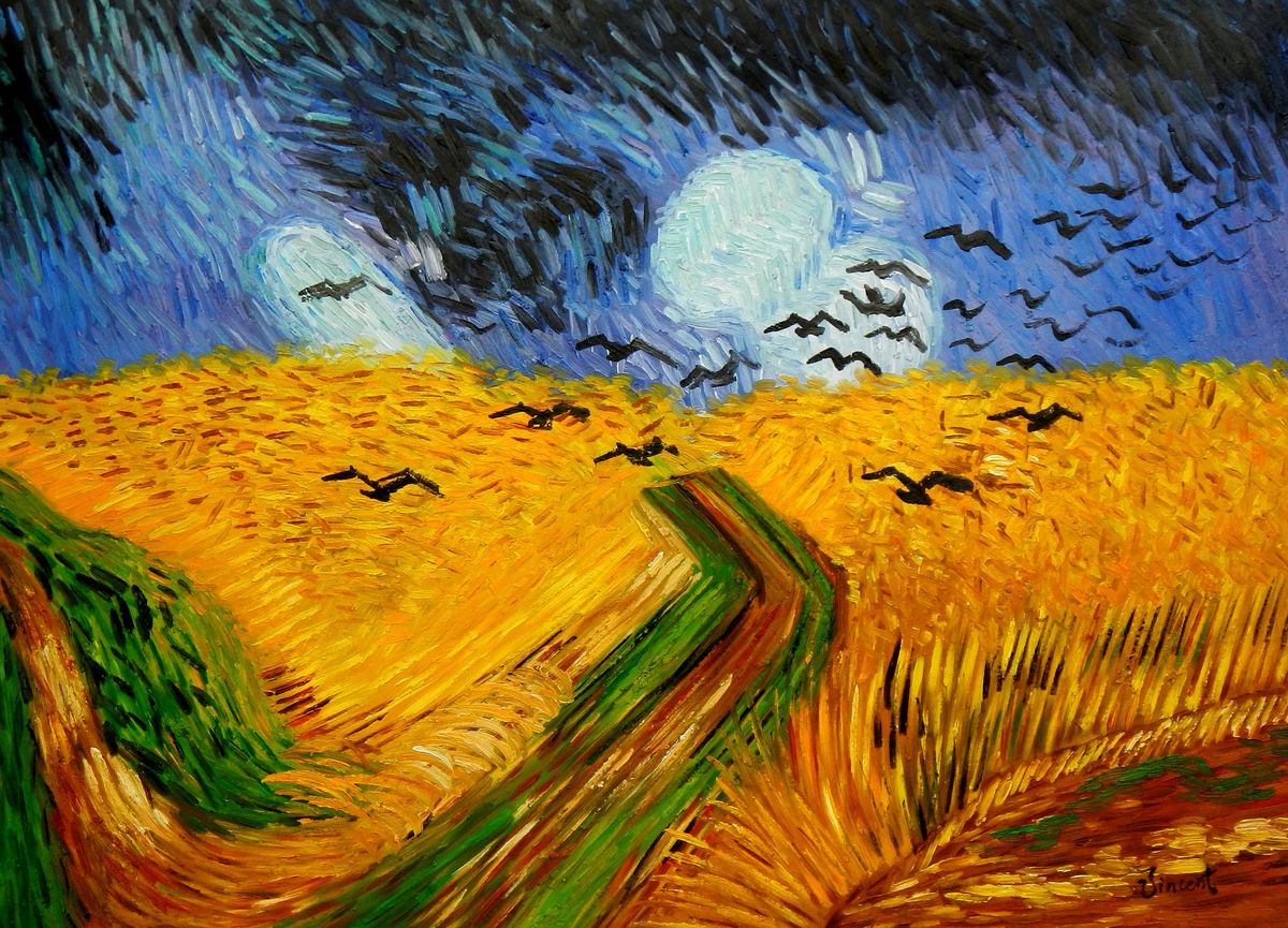 Vincent van Gogh - Kornfeld mit Krähen i94680 80x110cm Ölgemälde handgemalt  | KunstDepot24 Ölgemälde und Bilderrahmen Berlin