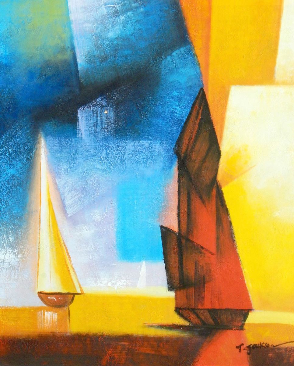 Abstrakt Tag am Meer c96026 50x60cm Ölgemälde handgemalt KunstDepot24 Ölgemälde und