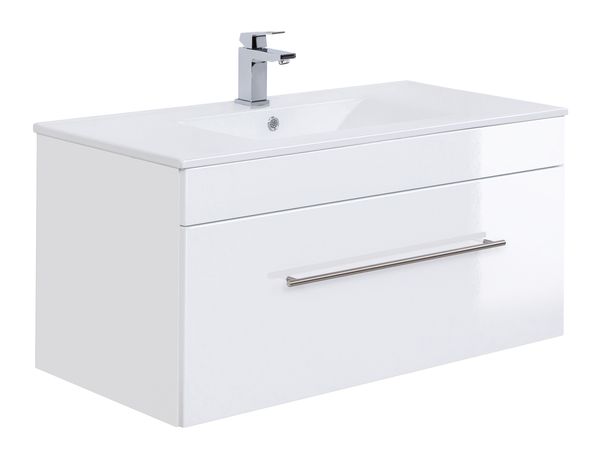 Badmöbelset "Basic" 100cm, mit Waschtisch, Unterschrank Badmöbel