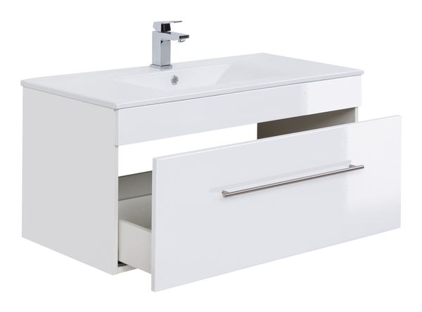 Badmöbelset "Basic" 100cm, mit Waschtisch, Unterschrank Badmöbel