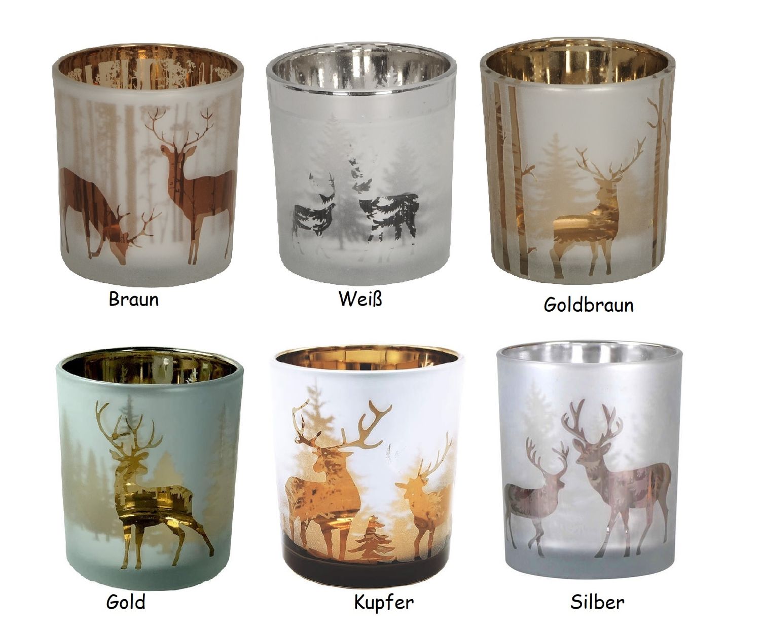Teelichthalter 8 Glas cm Netproshop Motiv | aus x Hirsch Windlicht ca. 7 Auswahl