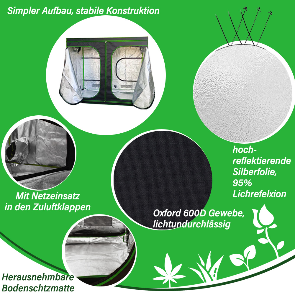 Tenda Di Coltivazione 240x120x200cm - Grow Box Interno Per Idroponica, Serra Indoor - Foto 3