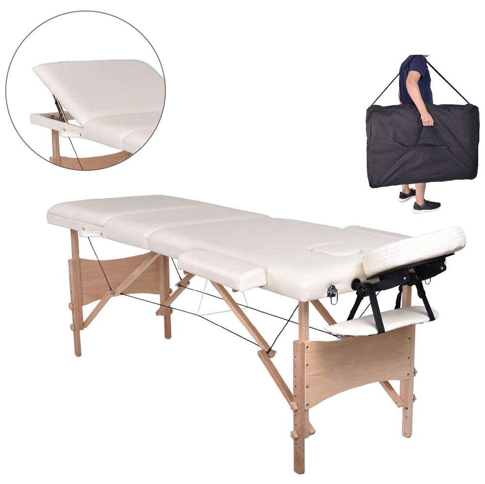 Table De Massage Bois Pliante Confort Accessoires 3zones Blanc Kingpower Ebay