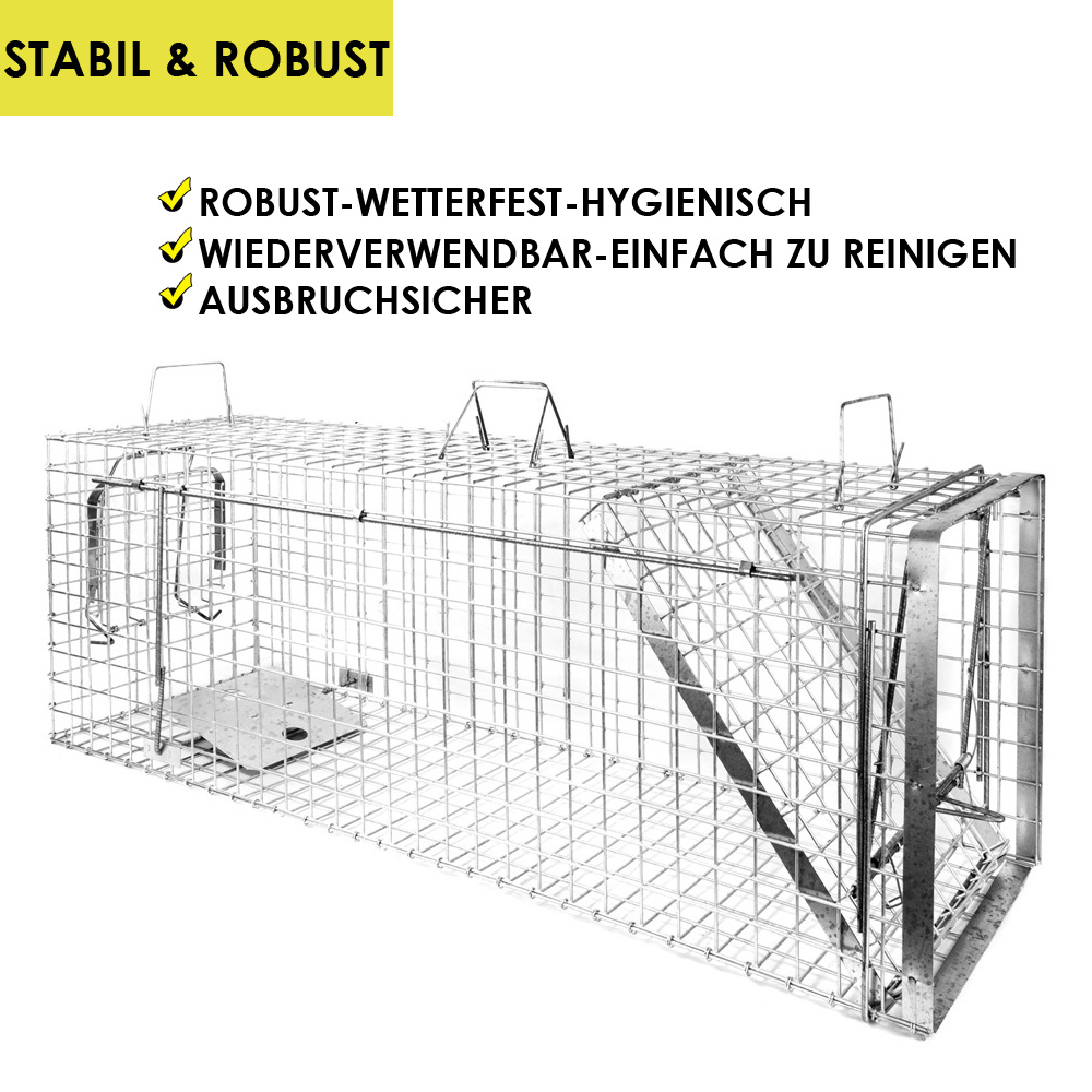 Gabbia Trappola per Animali Gatto Volpe Castoro Procione 120 x 34 x 42 cm  Petigi