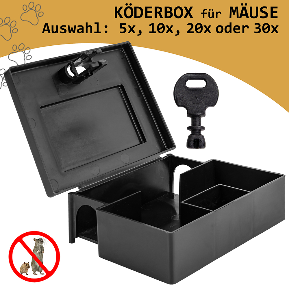 AGRI-CULTURA® | Contenitore Esca per Topi Grandi con Chiave | Trappola per Topi | Set con 1 box Contenitore per Esche, Guanti e Guida con Consigli Utili | Conforme HACCP