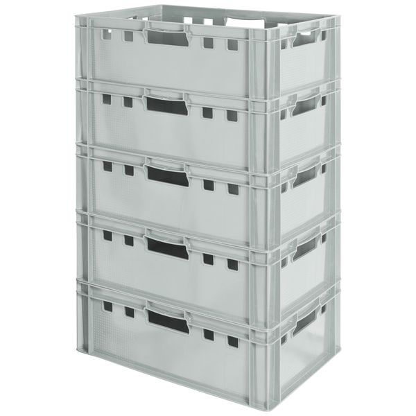 Kingpower Cassa Euro E2 Impilabile, Grigio, 60x40x20 Cm, Contenitore In Plastica Alimentare Per Alimenti, Macelleria, Frutta, Scatola Trasporto
