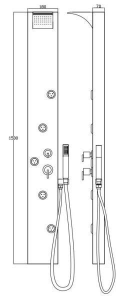 Edelstahl LED Duschpaneel von Sanlingo. Duschsäule mit Spiegel
