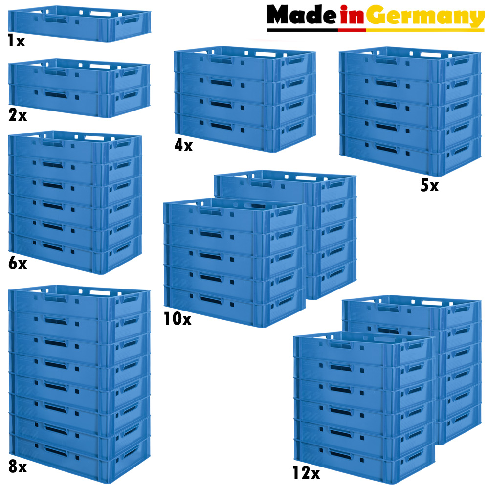 5 Contenitori Impilabili Kingpower E1 – 60x40x12,5 Cm – Cassette In Plastica Per Alimenti, Rosse