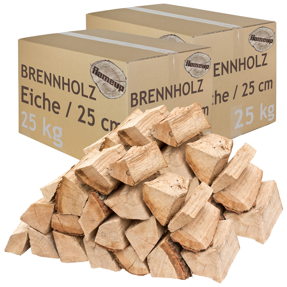 Legna da Ardere 50 kg Per Stufa e Camino Braciere Griglia Cestello per il  Fuoco Ceppi 25 cm quercia flameup