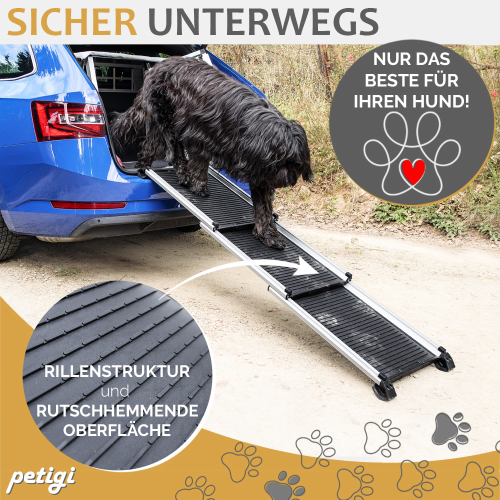 Teleskop Auto Hunderampe Ausziehbar Aluminium Hunde Rampe rutschfest 90kg  petigi | eBay