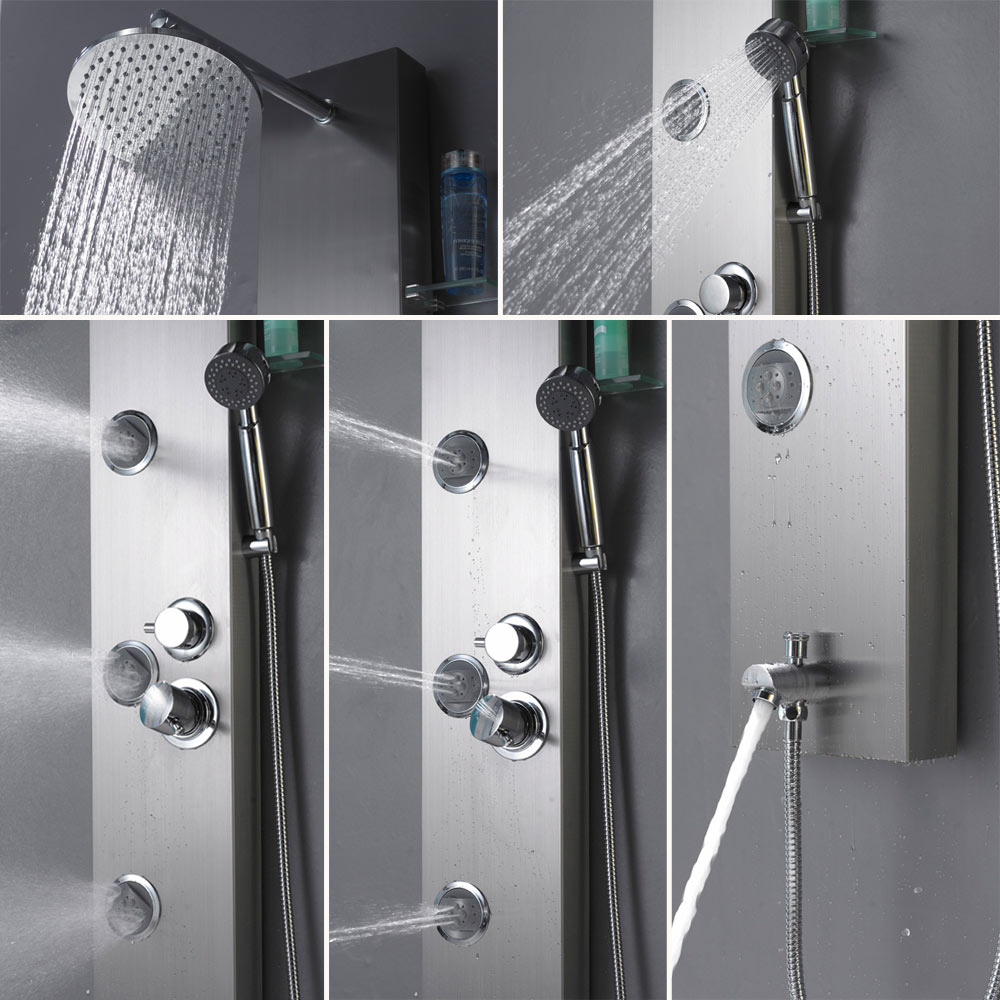 Produktbild von OUGOO LED Duschpaneel 5 Funktionen - Regendusche, Wasserfall, Massage