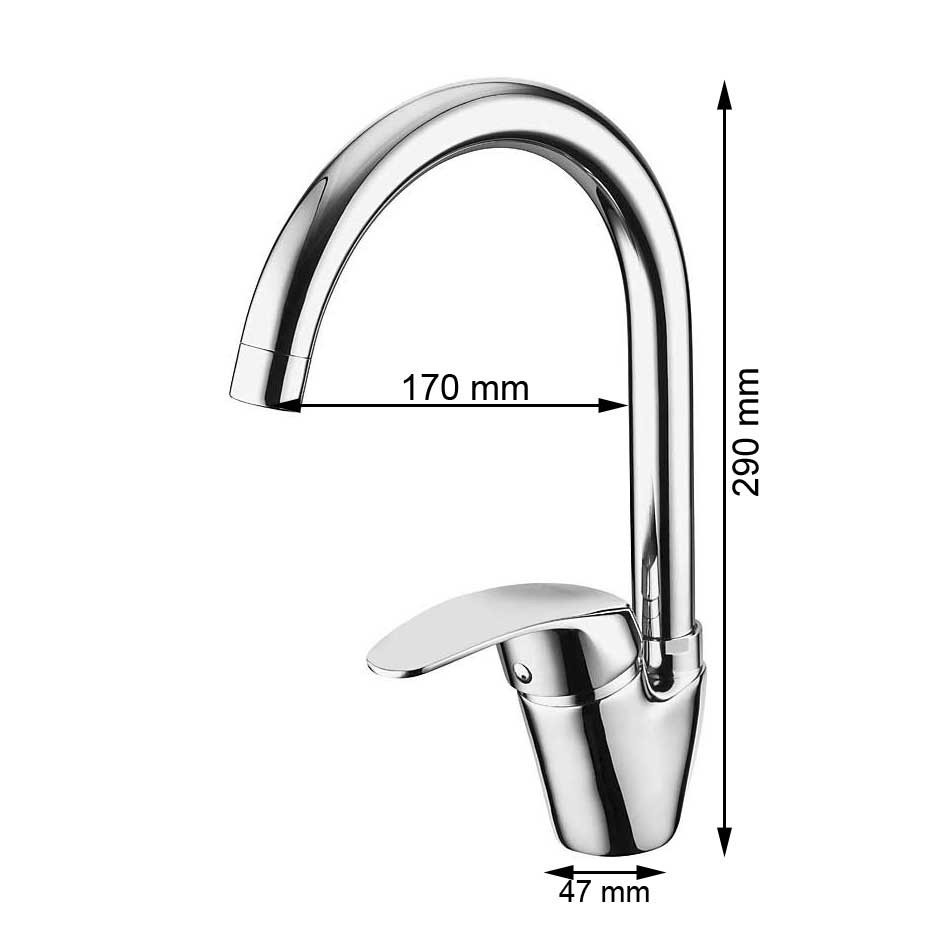 Moderne Küchen Armatur Spülbecken Schwenkbar Niederdruck in Chrom