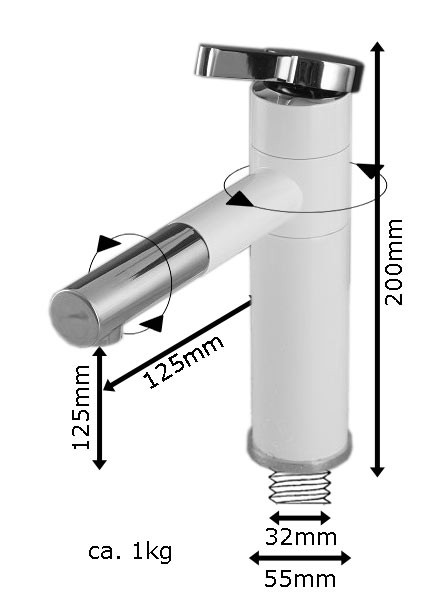 Design Bad Badezimmer Waschbecken Armatur Einhebel Weiss Weiß