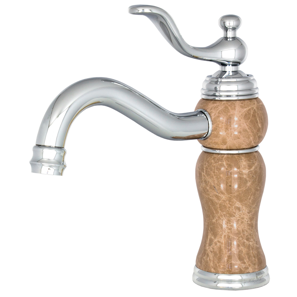 Bad Waschbecken Waschschale Waschtisch Einhebel Armatur Braun Marmor