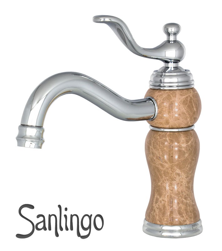 Bad Waschbecken Waschschale Waschtisch Einhebel Armatur Braun Marmor