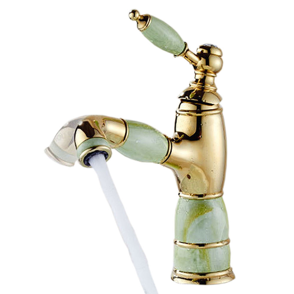 Marmor Wasserhahn Armatur Waschbecken Waschtisch Einhebel Gold