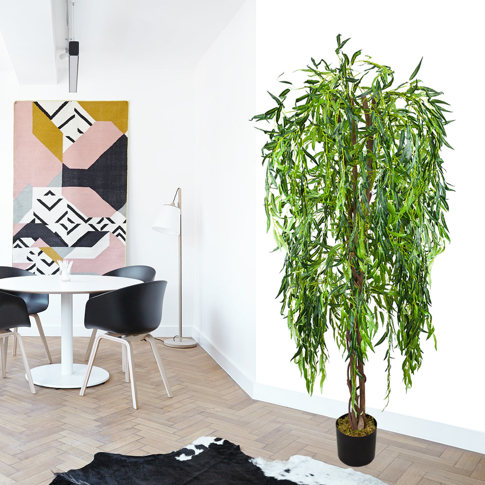 Albero Di Bambù Artificiale Decovego – 180 Cm, 8 Tronchi, 1530 Foglie, Vaso In Calcestruzzo