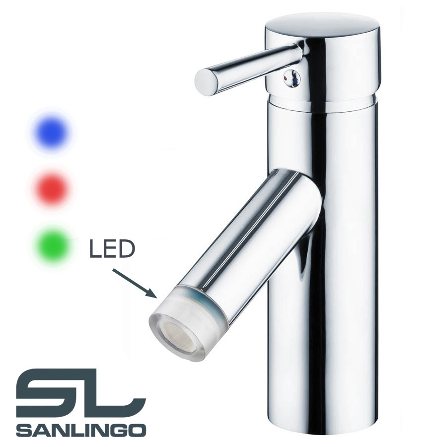 LED Bad Waschbecken Waschtisch Armatur Einhebel Wasserhahn Chrom