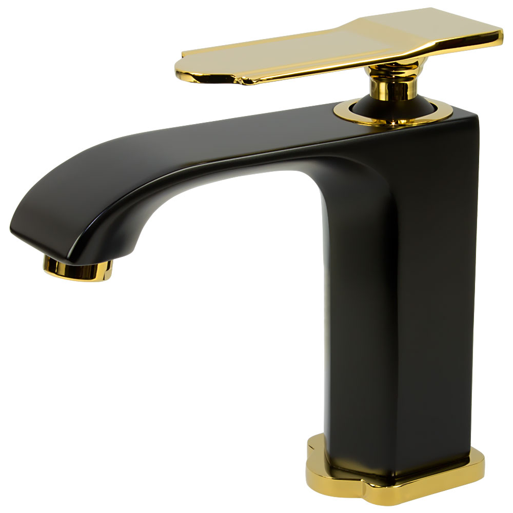 Badarmatur Einhebelmischer Mischbatterie Waschtischarmatur Schwarz Gold