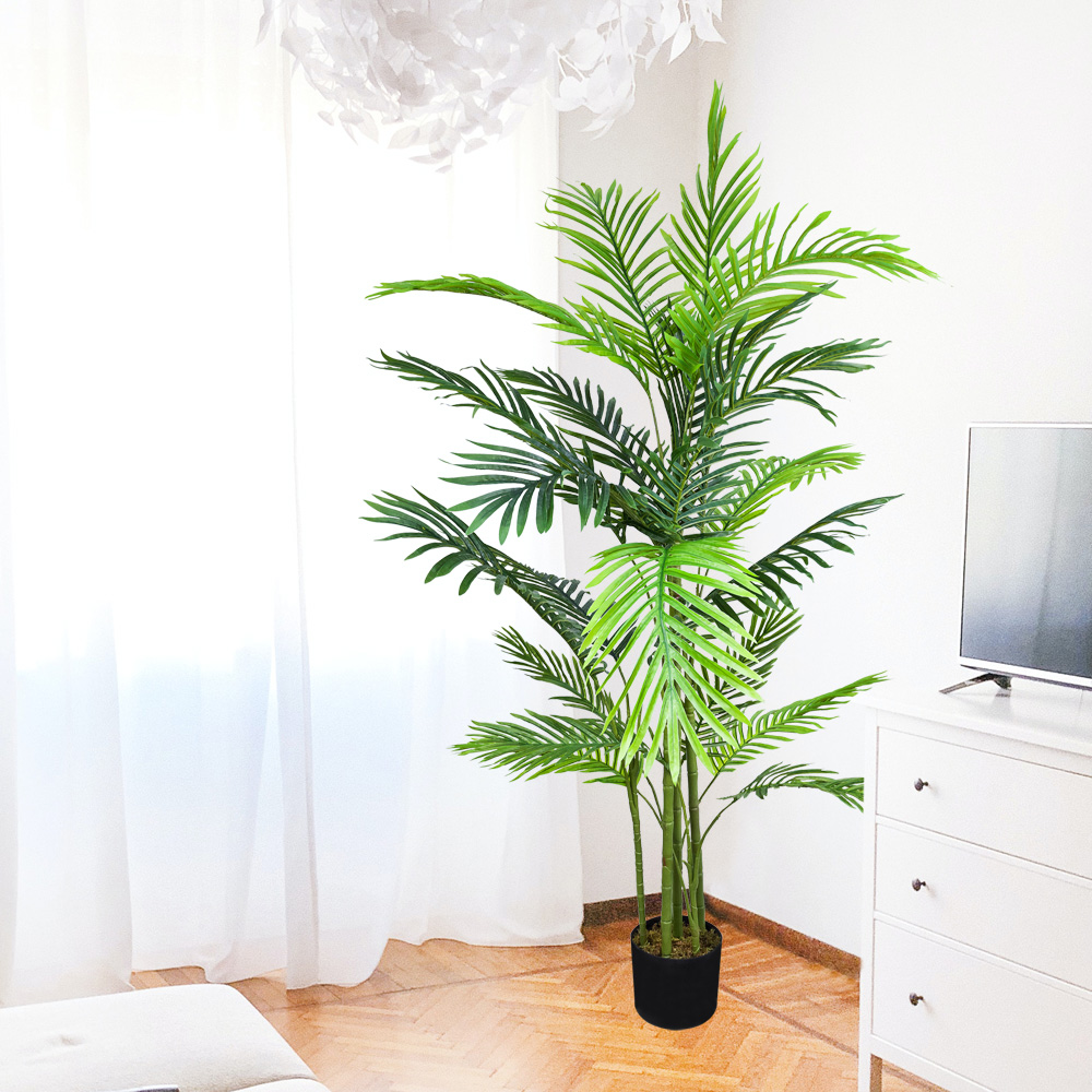 Knstliche Palme Pflanze Kunstpflanze Palmbaum Fcherpalme Deko Kunstbaum  Zimmerpflanze knstlich im Kunststofftopf Plastikpflanze 150 cm Decovego |  Lagento.de