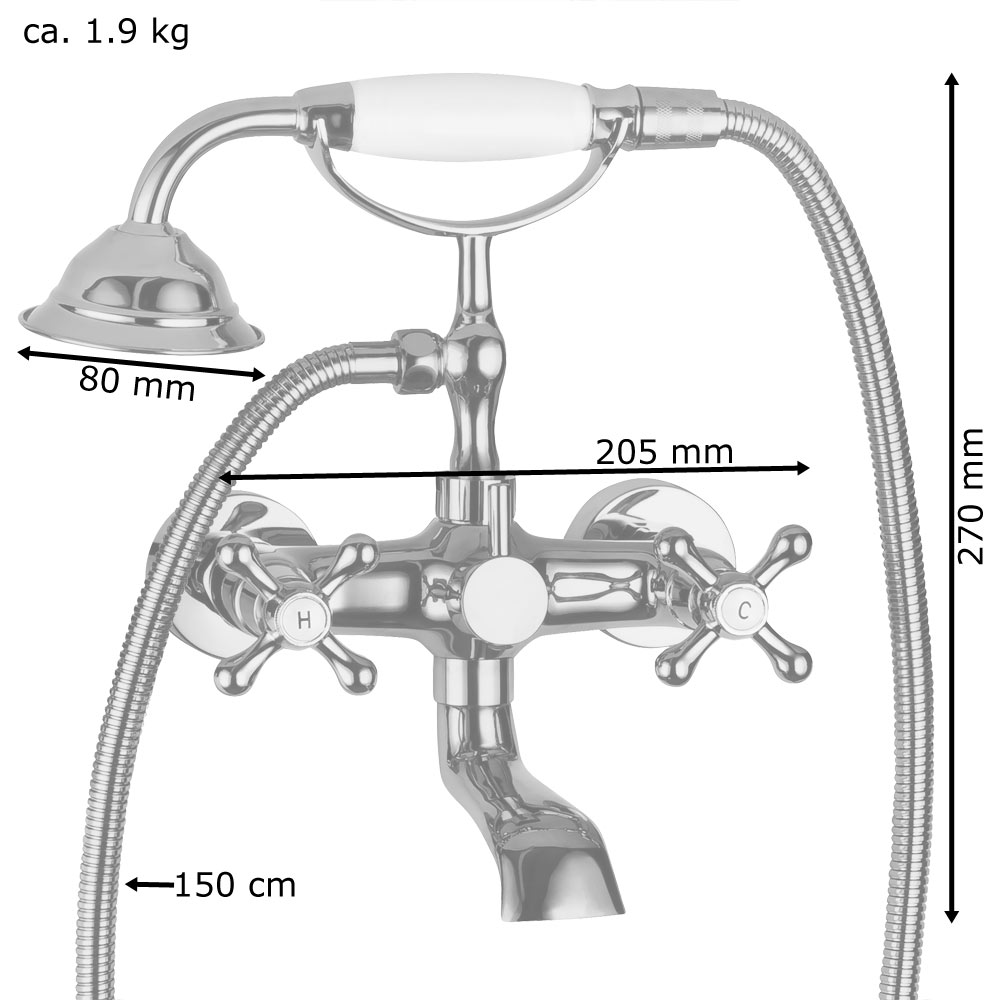 Nostalgie Retro Kreuzgriff Badewanne Armatur Mischbatterie Gold