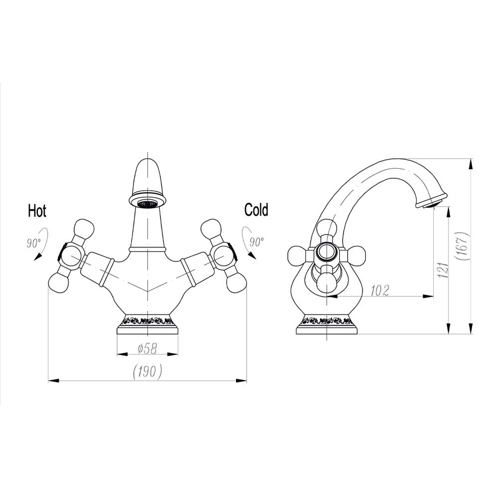 Sanlingo Grifo Baño Nostálgico Dos Manija Latón Cerámica Oro Rojo | eBay