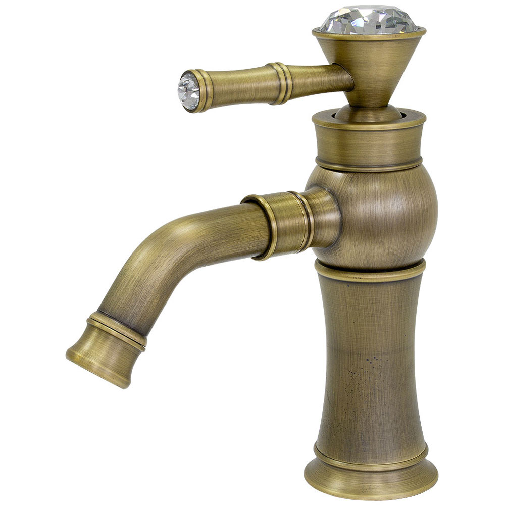 Bathroom Wash Basin Sink Monoblock Mono Tap Mixer Antique Brass Sanlingo Glass Crystal Taps