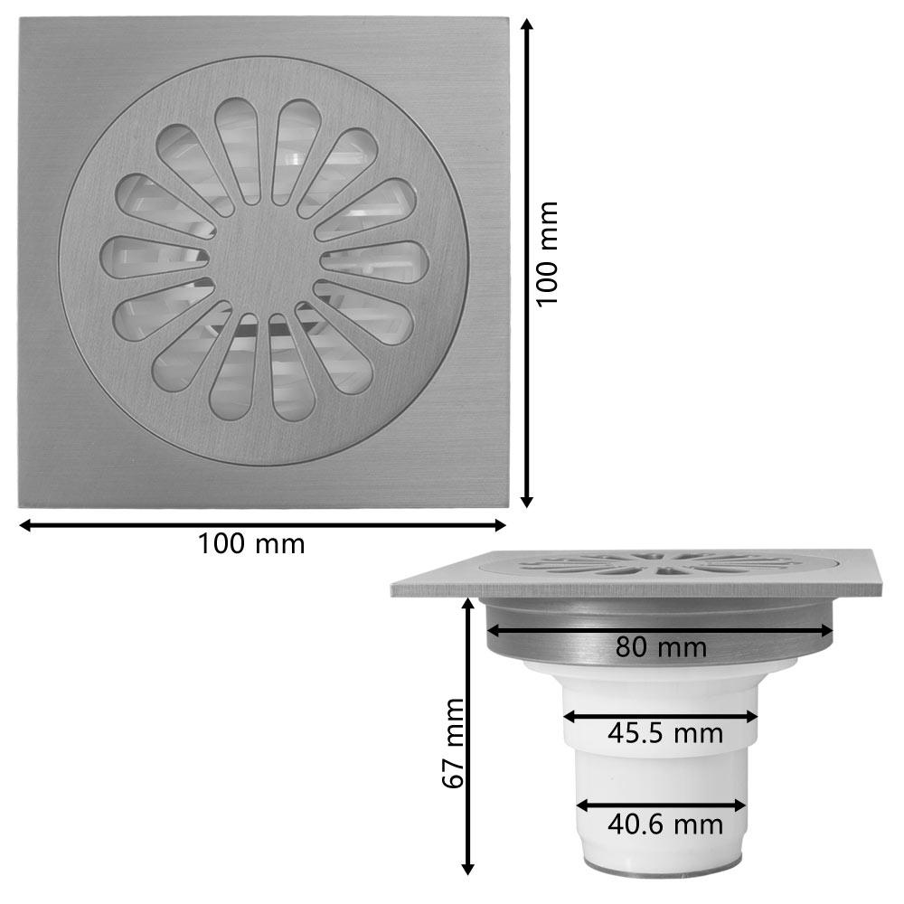 Messing Bodenablauf 10x10cm - Antik Gebürstet Für Bad & Dusche