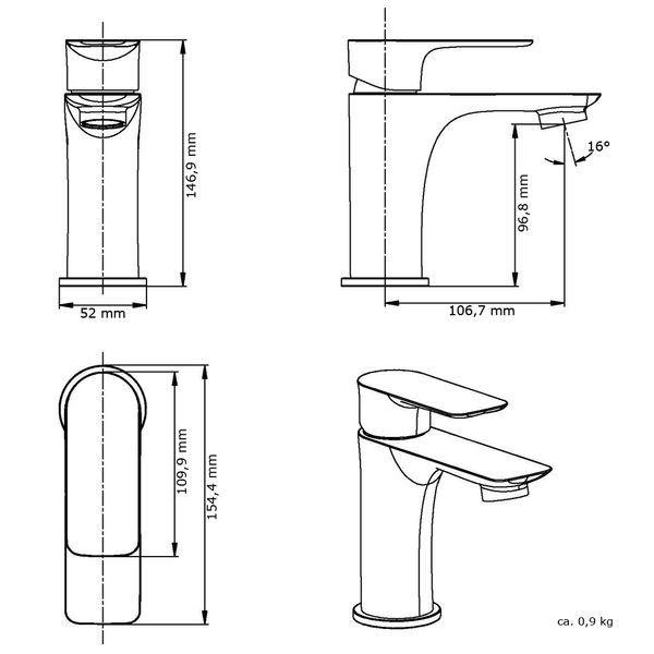 Bad Waschbecken Einhebelmischer Wasserhahn Armatur Weiß Weiss Chrom