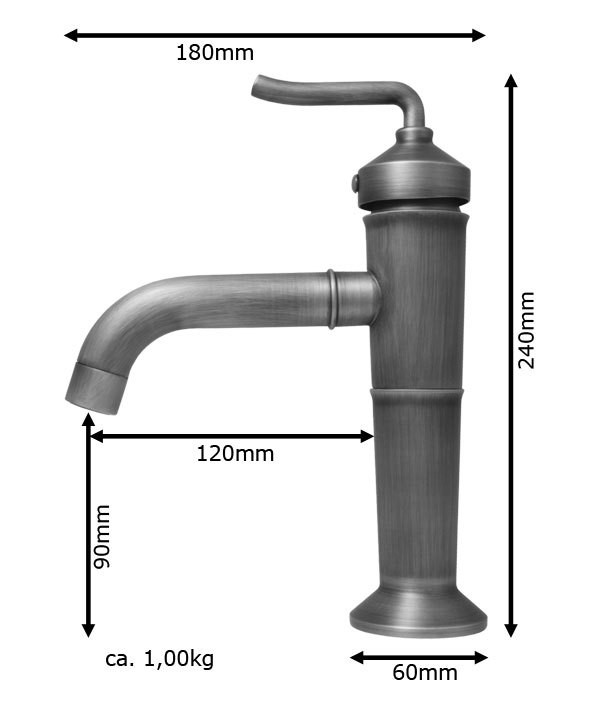 Retro Nostalgie Waschbecken Schale Einhebel Armatur Antik Messing
