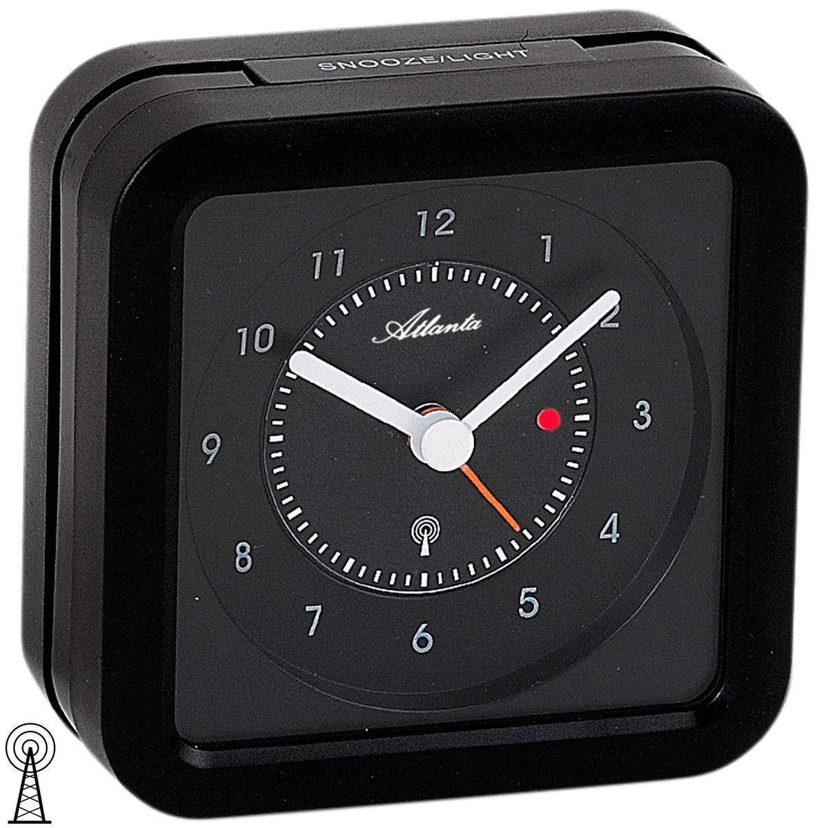 Atlanta 1862/7 Wecker Funk Funkwecker analog schwarz mit Licht Snooze