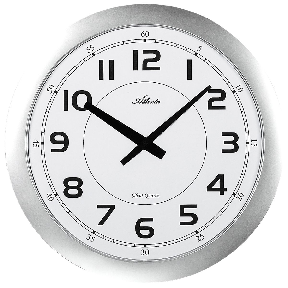 Wanduhr Sensu Stahl silberfarben Design Uhr Quarzuhr geräuscharm Wohnzimmer 50cm