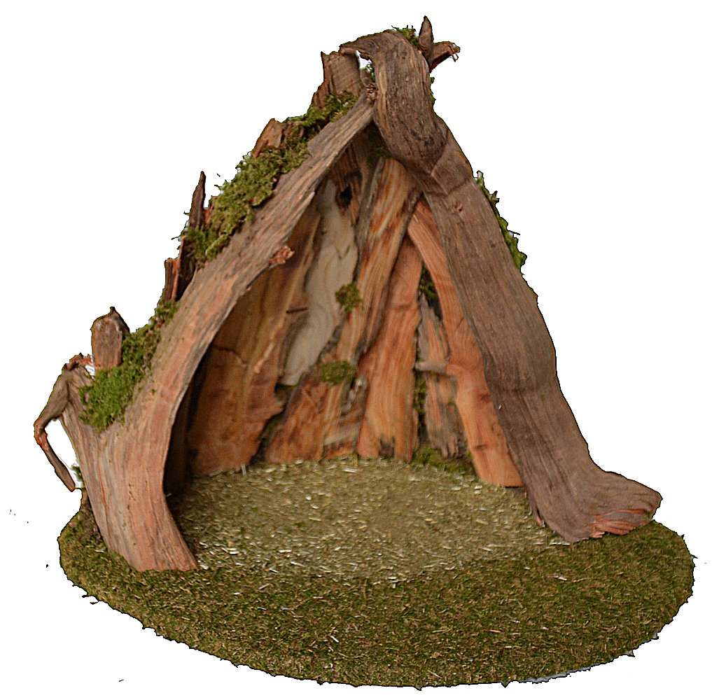 UNIKAT Wurzel-Krippe 4 Weihnachtskrippe Stall Krippen-Stall Echt-Holz