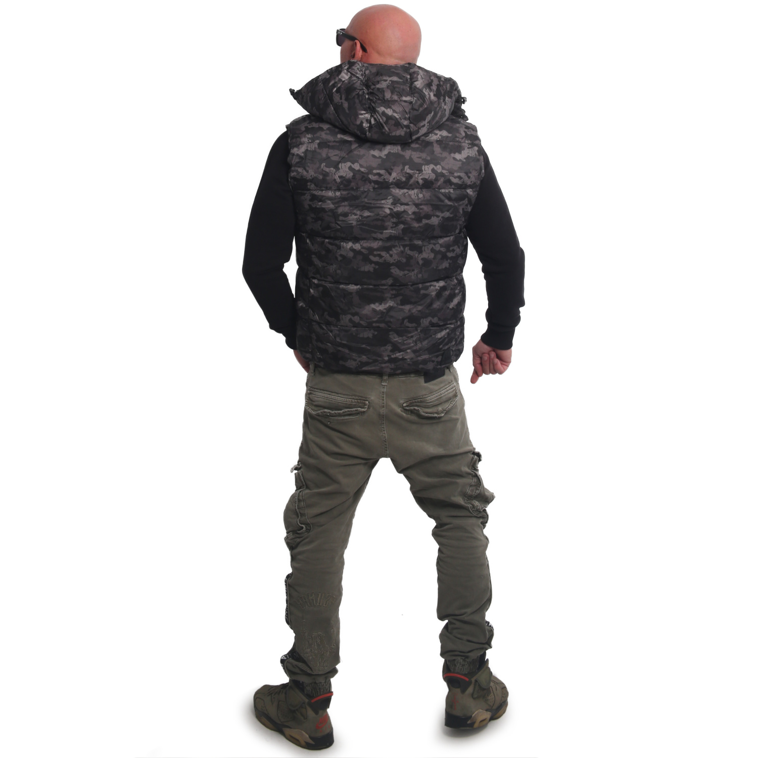 Yakuza Premium Herren Weste 3966 - Steppweste Mit Kapuze & Harlekin-Druck