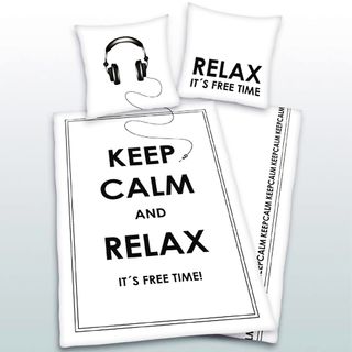 Herding Renforcé Wende Bettwäsche 135x200cm 2 tlg. Keep calm and relax