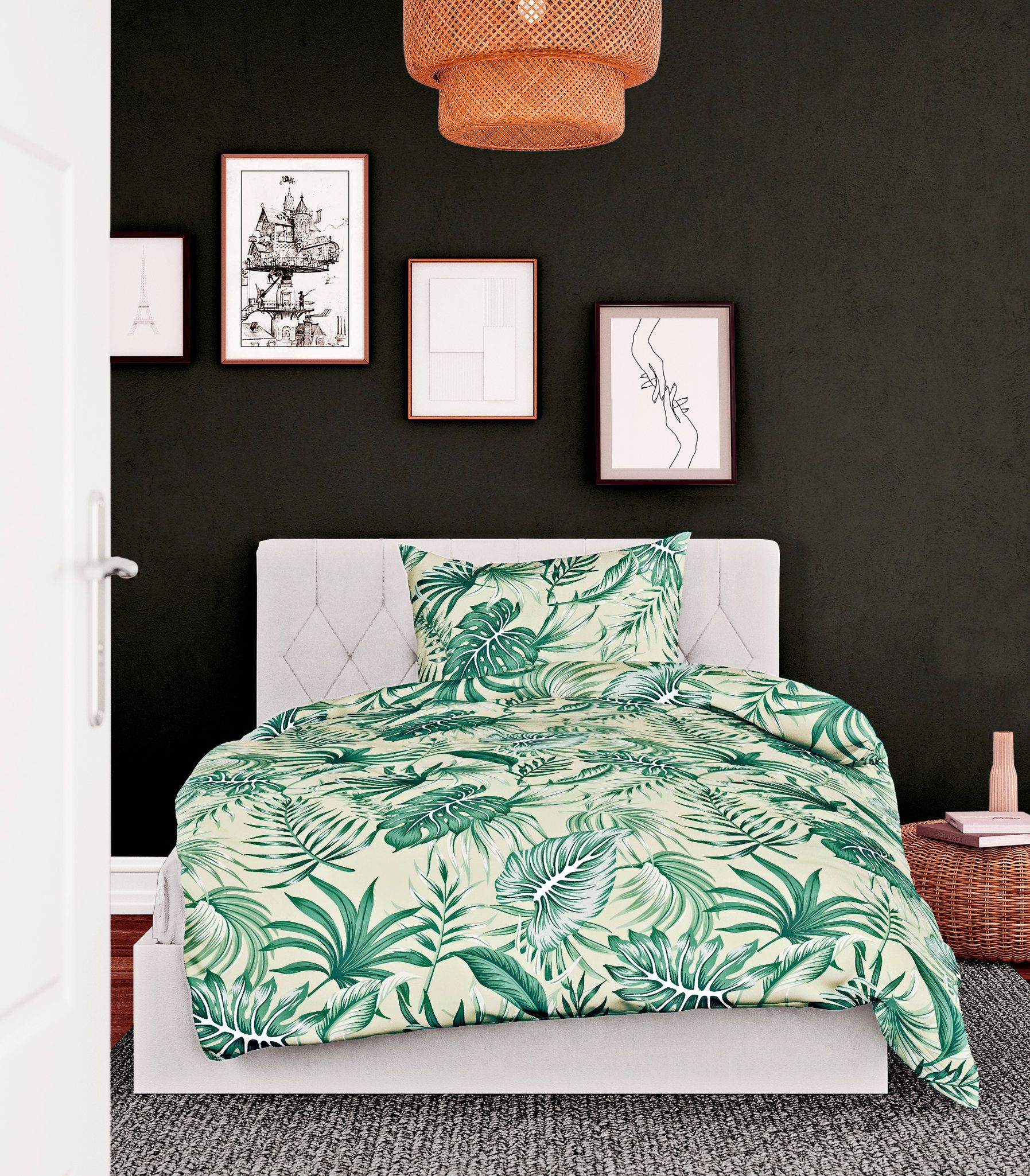 JACK by Bierbaum Mako Satin Bettwsche 135x200cm 2 tlg. Monstera Tropisch  Grn Mint | JACK-Shop