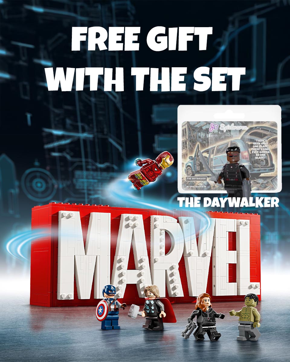     LEGO 76313 MARVEL logo and minifigures including The Daywalker minifigure