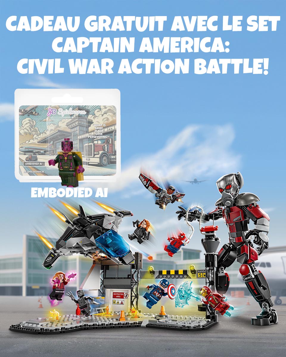     LEGO 76314 Captain America : Duel d'action sur la guerre civile comprenant une figurine personnalisée d'IA incarnée