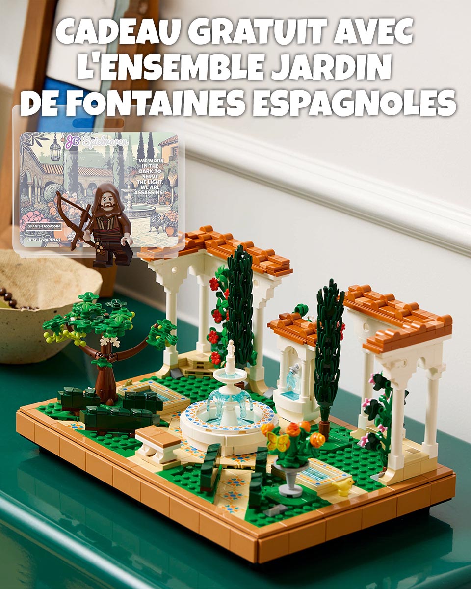     Jardin de fontaine espagnol avec assassin espagnol (minifigure personnalisée)