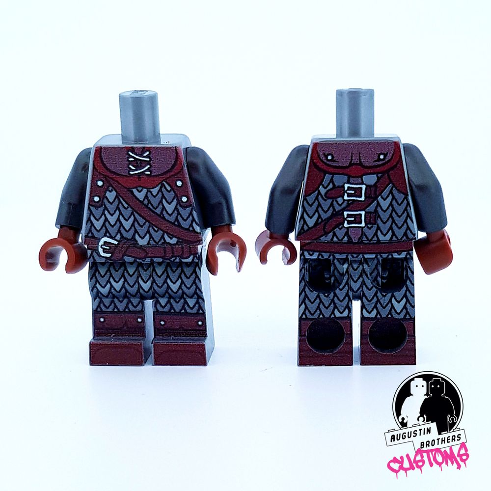 Custom medieval minifigure House Scale-armor-knight: Var  flatsilver/flatsilver/dbg arms, JB Spielwaren