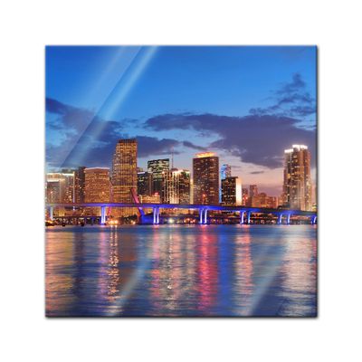 Glasbild - Miami Night Scene - USA