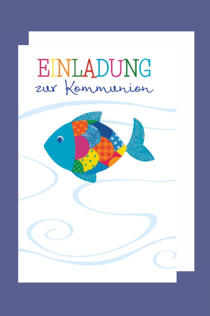Kommunion Einladungen Karte 5er Set Lebens Fisch 5 Doppel Karten B6 1 2 3 Geburtstag