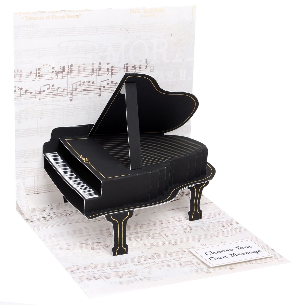 Pop Up 3D Karte Geburtstag Musik Konzert Klavier Geschenk 13x13cm 12