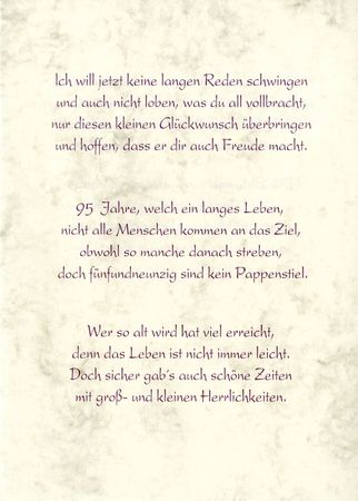 Gedicht Zum 95 Geburtstag - Geburtstagswünsche