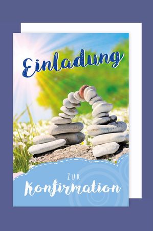 Konfirmation Einladungen Karte 5er Set Stein Bogen B6 1 2 3 Geburtstag
