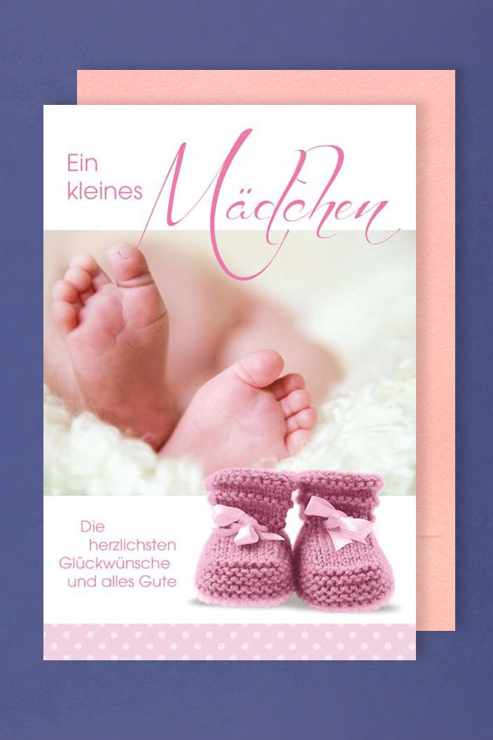Geburt Karte Mädchen Grußkarte Baby Zwei Socken 16x11cm | AvanCarte