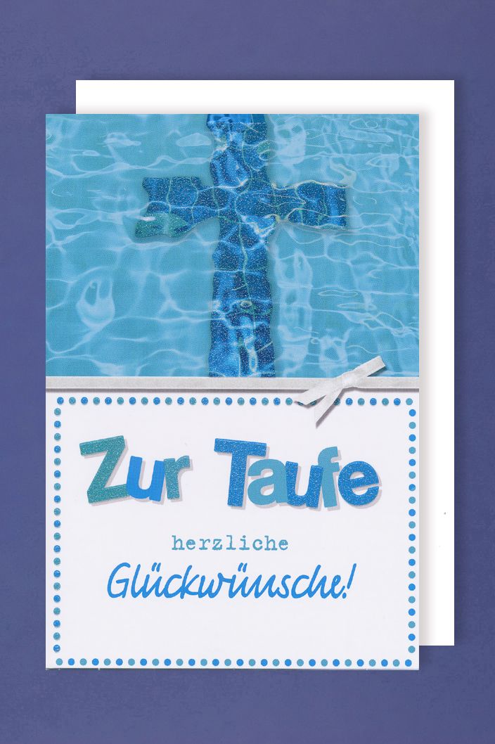 Taufe Karte Grusskarte Glitterdruck Kreuz Gluckwunsche 16x11cm Avancarte